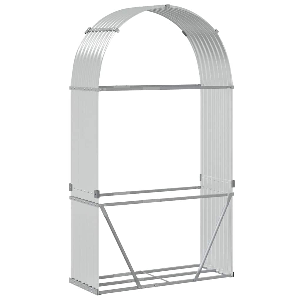 vidaXL Stojak na drewno, srebrny, 120x45x210 cm, stal galwanizowana