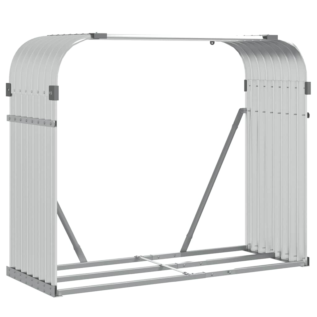vidaXL Stojak na drewno, srebrny, 120x45x100 cm, stal galwanizowana