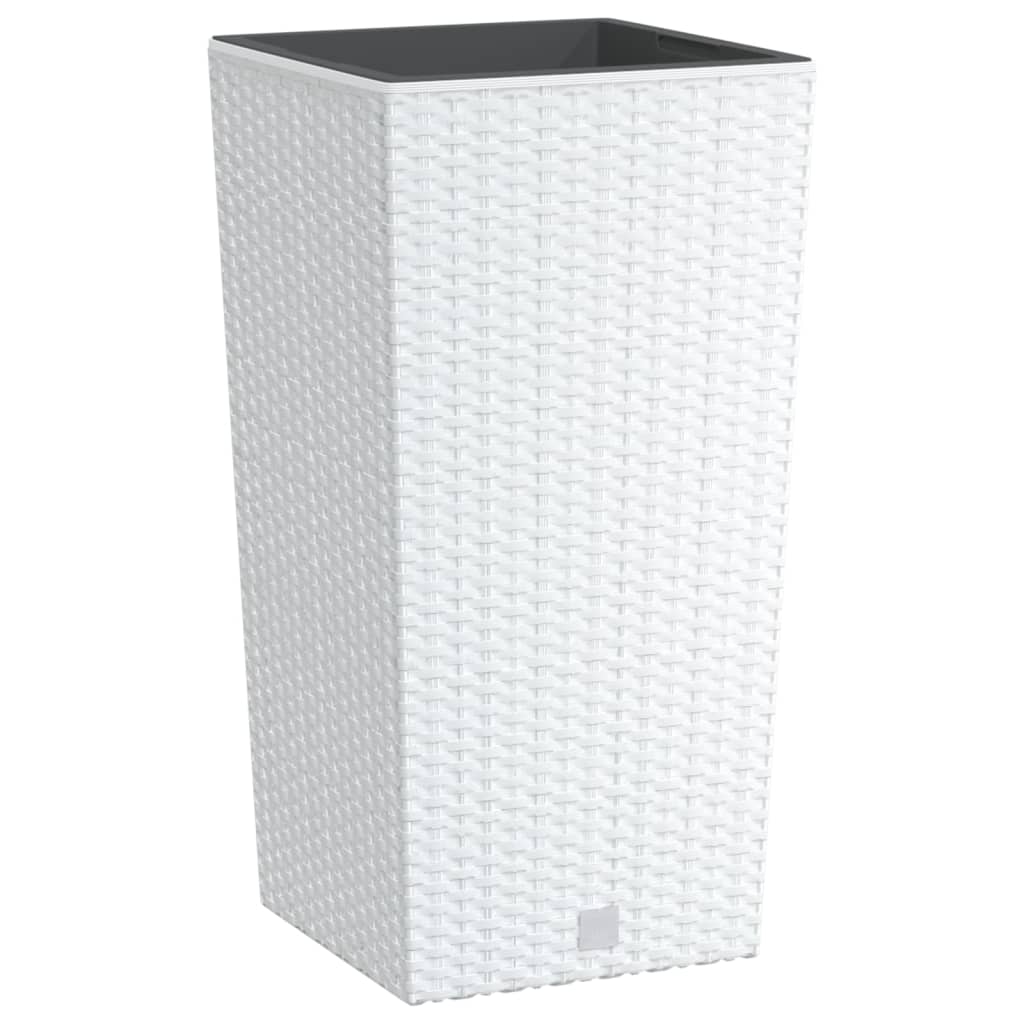 vidaXL Donica z pojemnikiem wewnętrznym, biała, 11/26,5 L, rattan PP