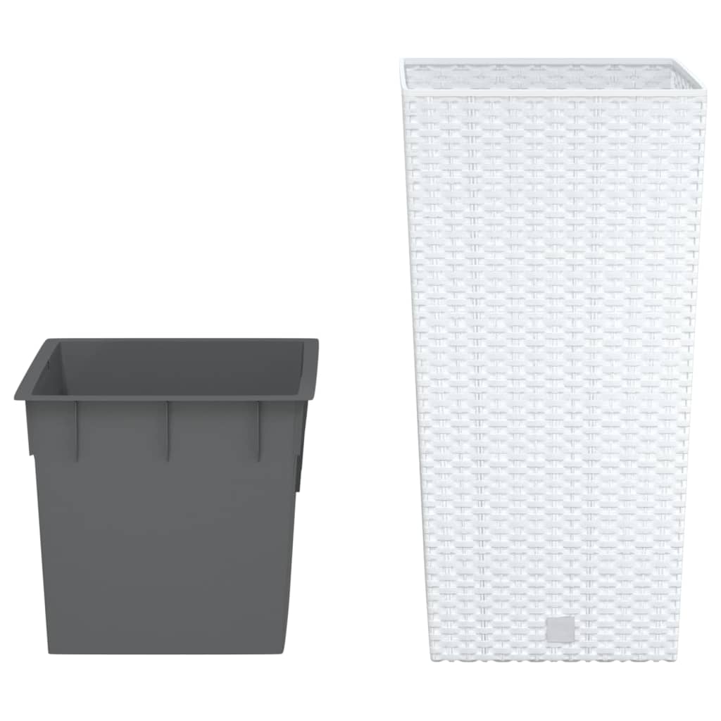 vidaXL Donica z pojemnikiem wewnętrznym, biała, 11/26,5 L, rattan PP