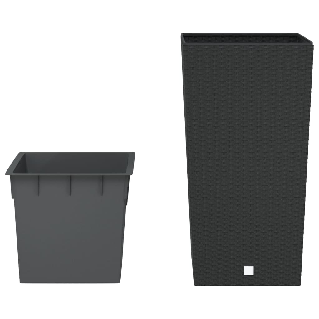 vidaXL Donica z pojemnikiem wewnętrznym, antracyt, 21/49 L, rattan PP