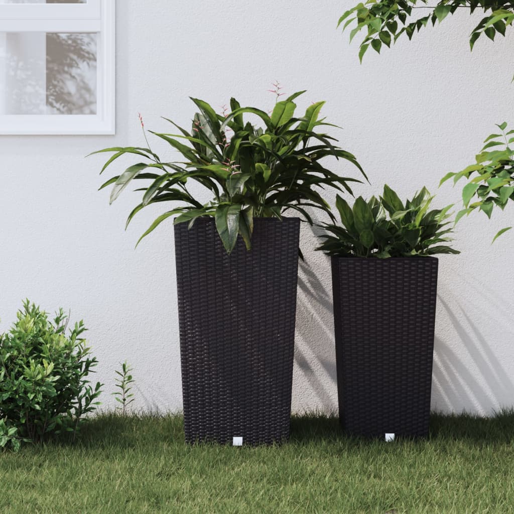 vidaXL Donica z pojemnikiem wewnętrznym, antracyt, 21/49 L, rattan PP