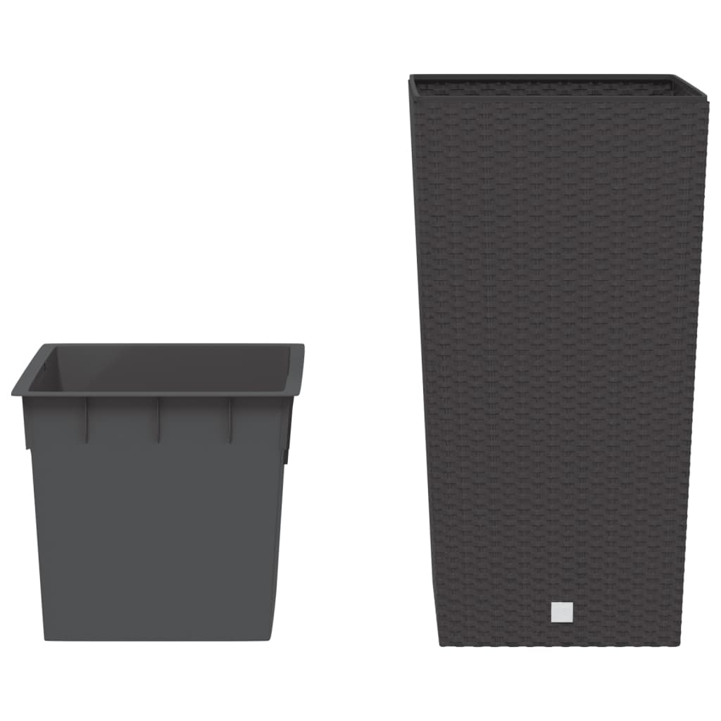 vidaXL Donica z pojemnikiem wewnętrznym, brązowa, 21/49 L, rattan PP