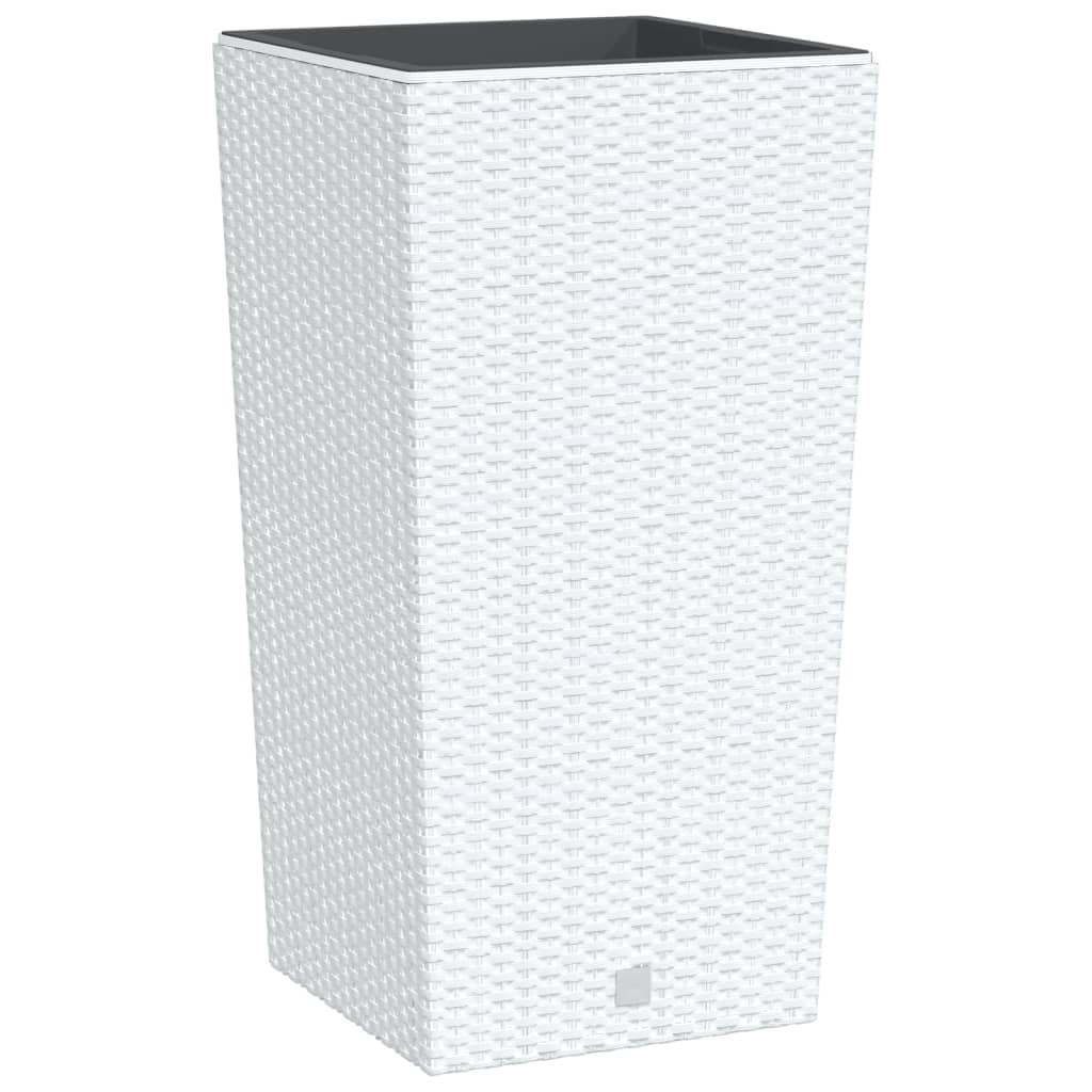 vidaXL Donica z pojemnikiem wewnętrznym, biała, 21/49 L, rattan PP