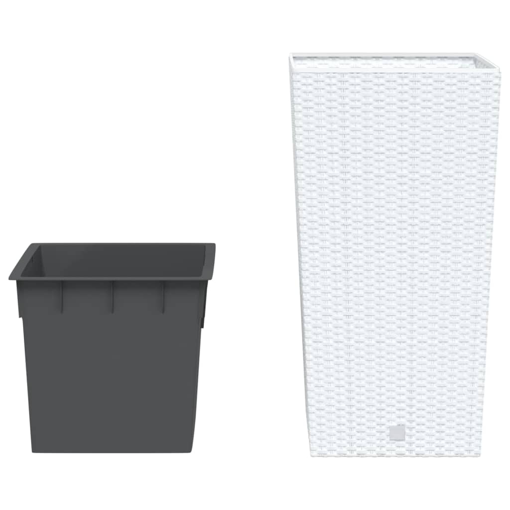 vidaXL Donica z pojemnikiem wewnętrznym, biała, 21/49 L, rattan PP