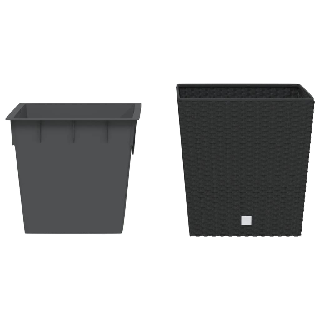 vidaXL Donica z pojemnikiem wewnętrznym, antracyt, 21/32 L, rattan PP
