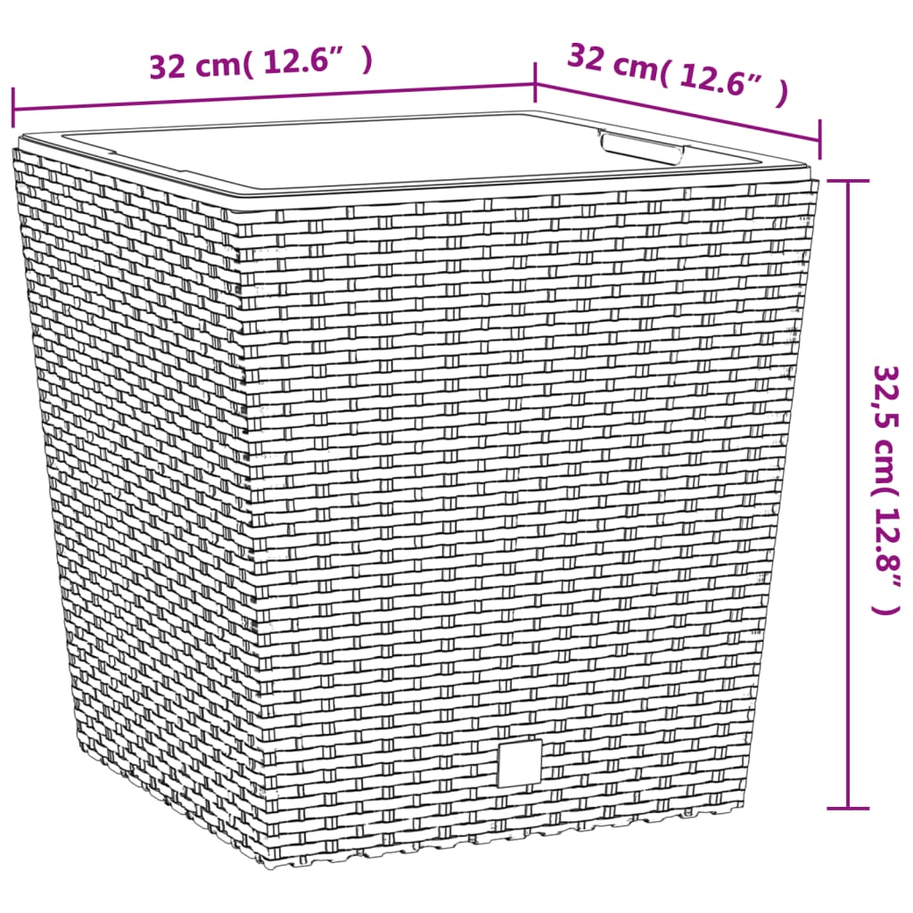vidaXL Donica z pojemnikiem wewnętrznym, antracyt, 21/32 L, rattan PP