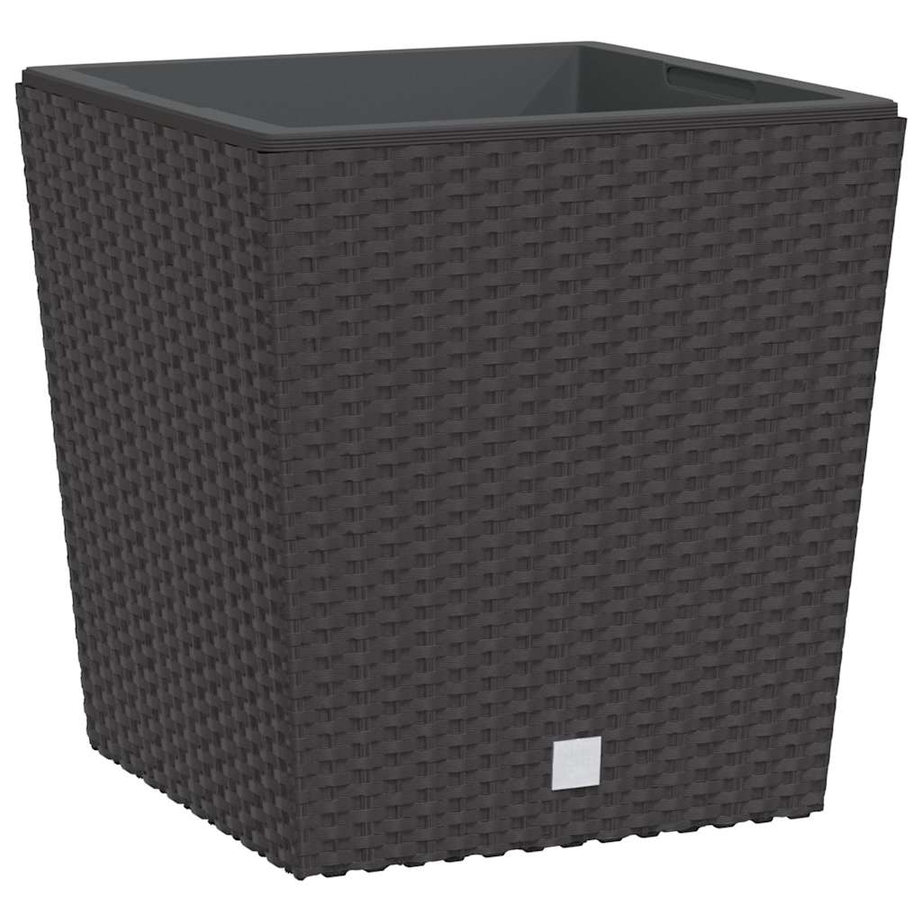 vidaXL Donica z pojemnikiem wewnętrznym, brązowa, 21/32 L, rattan PP