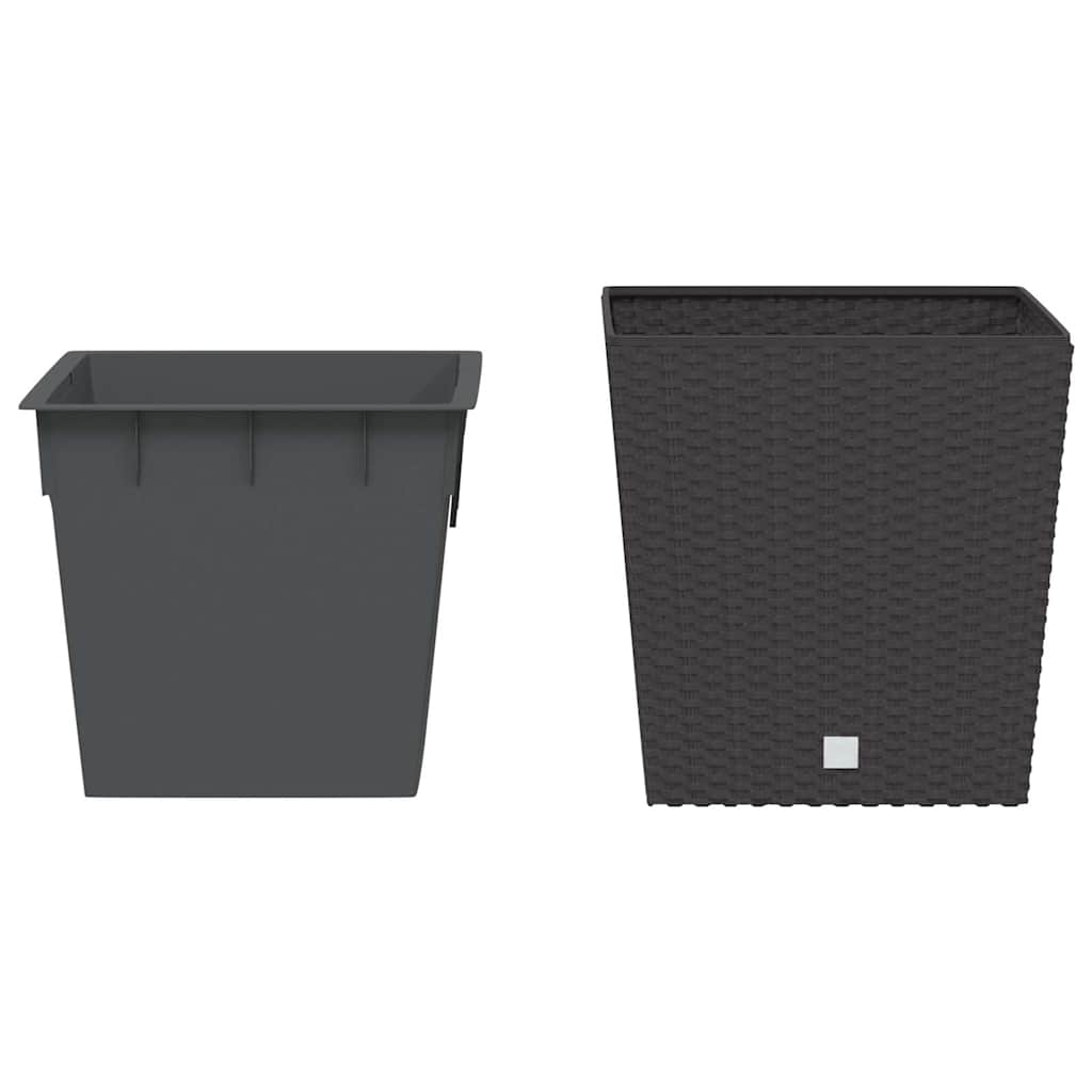 vidaXL Donica z pojemnikiem wewnętrznym, brązowa, 21/32 L, rattan PP
