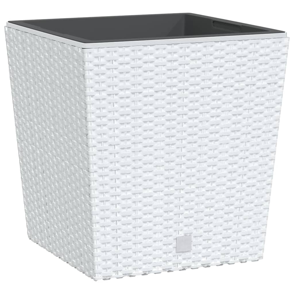 vidaXL Donica z pojemnikiem wewnętrznym, biała, 21/32 L, rattan PP