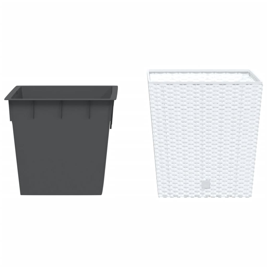 vidaXL Donica z pojemnikiem wewnętrznym, biała, 21/32 L, rattan PP