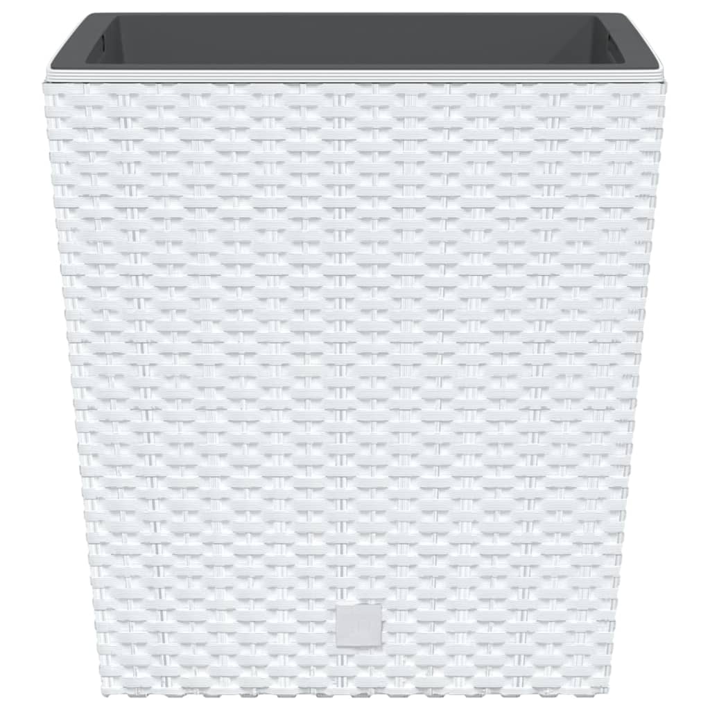 vidaXL Donica z pojemnikiem wewnętrznym, biała, 21/32 L, rattan PP