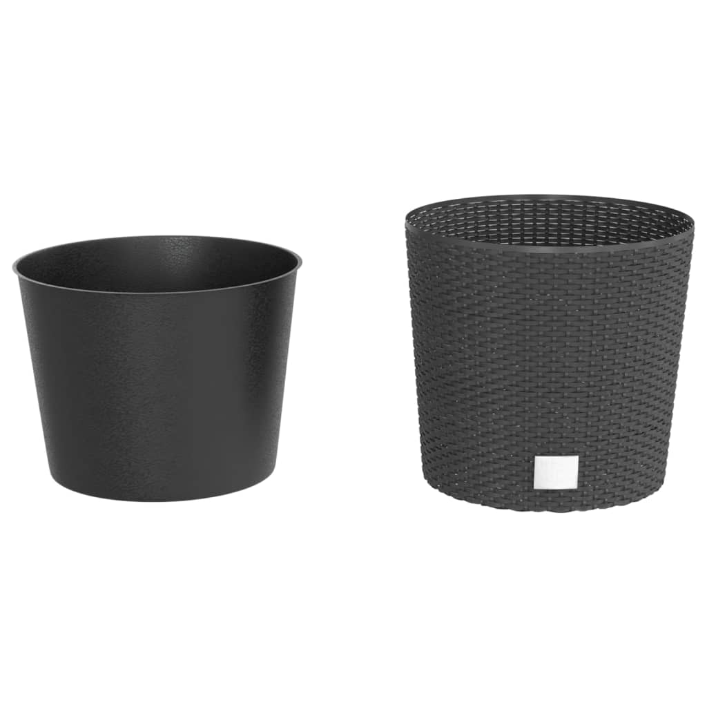 vidaXL Donica z pojemnikiem wewnętrznym, antracyt, 15/15,3L, rattan PP