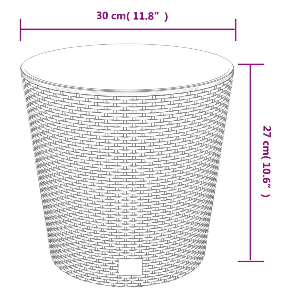 vidaXL Donica z pojemnikiem wewnętrznym, antracyt, 15/15,3L, rattan PP