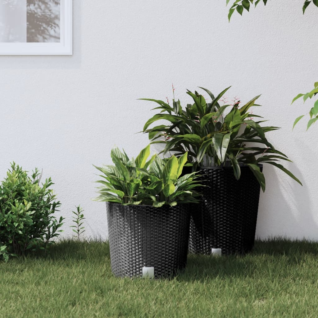 vidaXL Donica z pojemnikiem wewnętrznym, antracyt, 15/15,3L, rattan PP