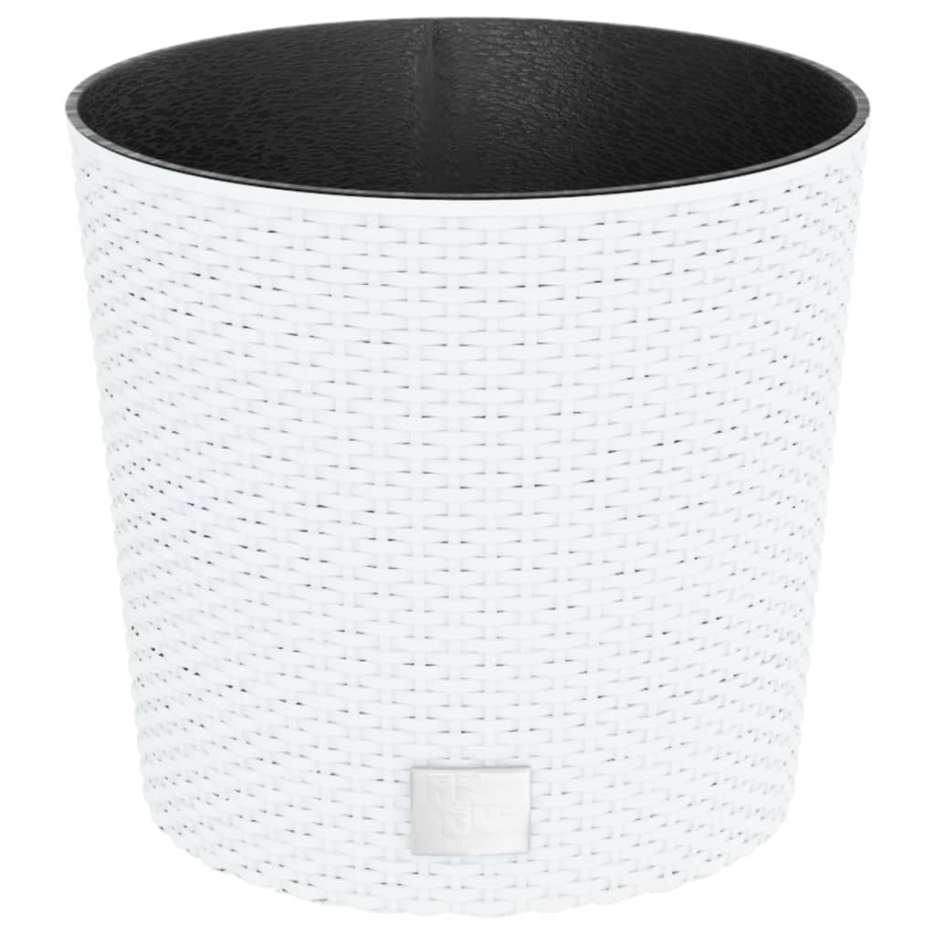 vidaXL Donica z pojemnikiem wewnętrznym, biała, 15/15,3 L, rattan PP