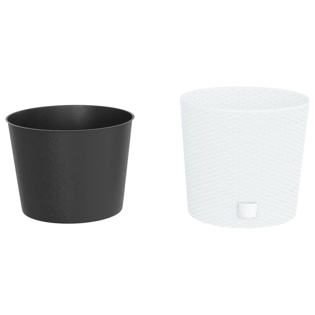vidaXL Donica z pojemnikiem wewnętrznym, biała, 15/15,3 L, rattan PP