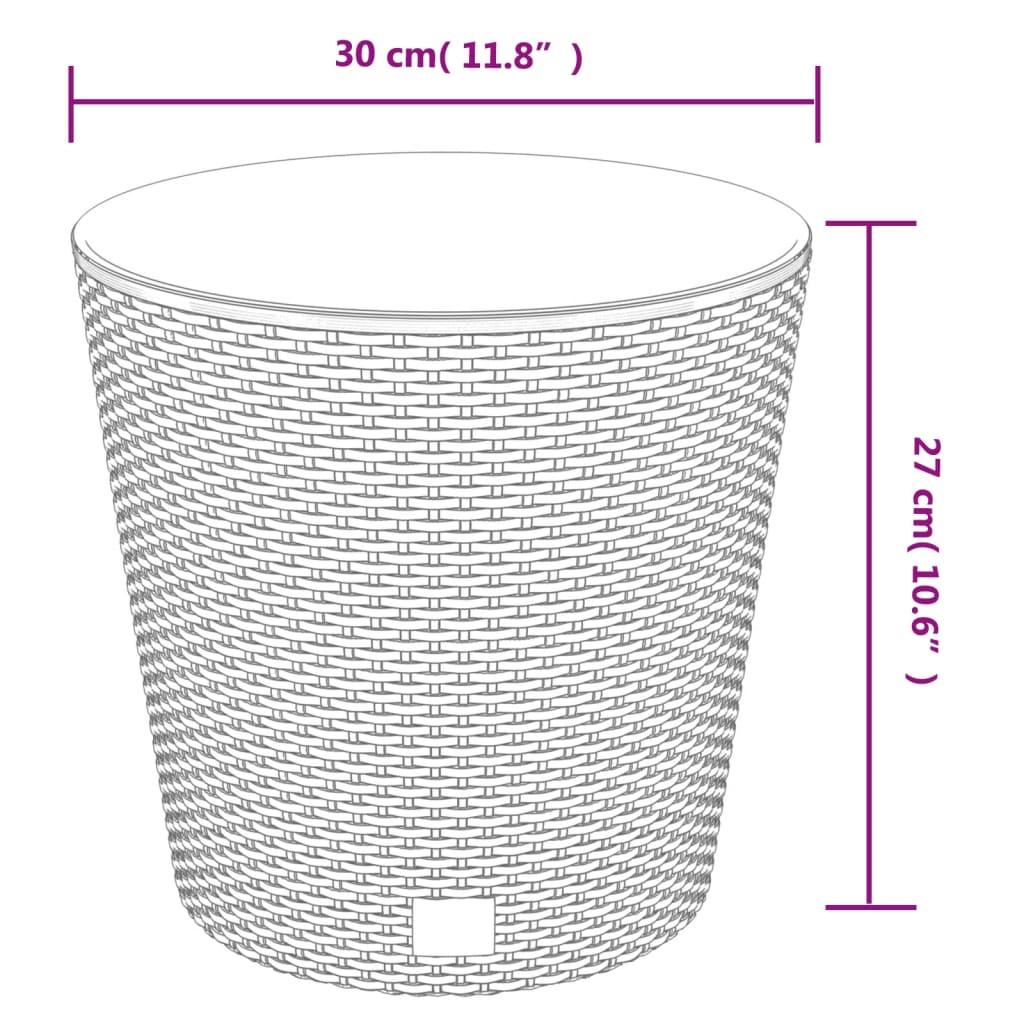 vidaXL Donica z pojemnikiem wewnętrznym, biała, 15/15,3 L, rattan PP