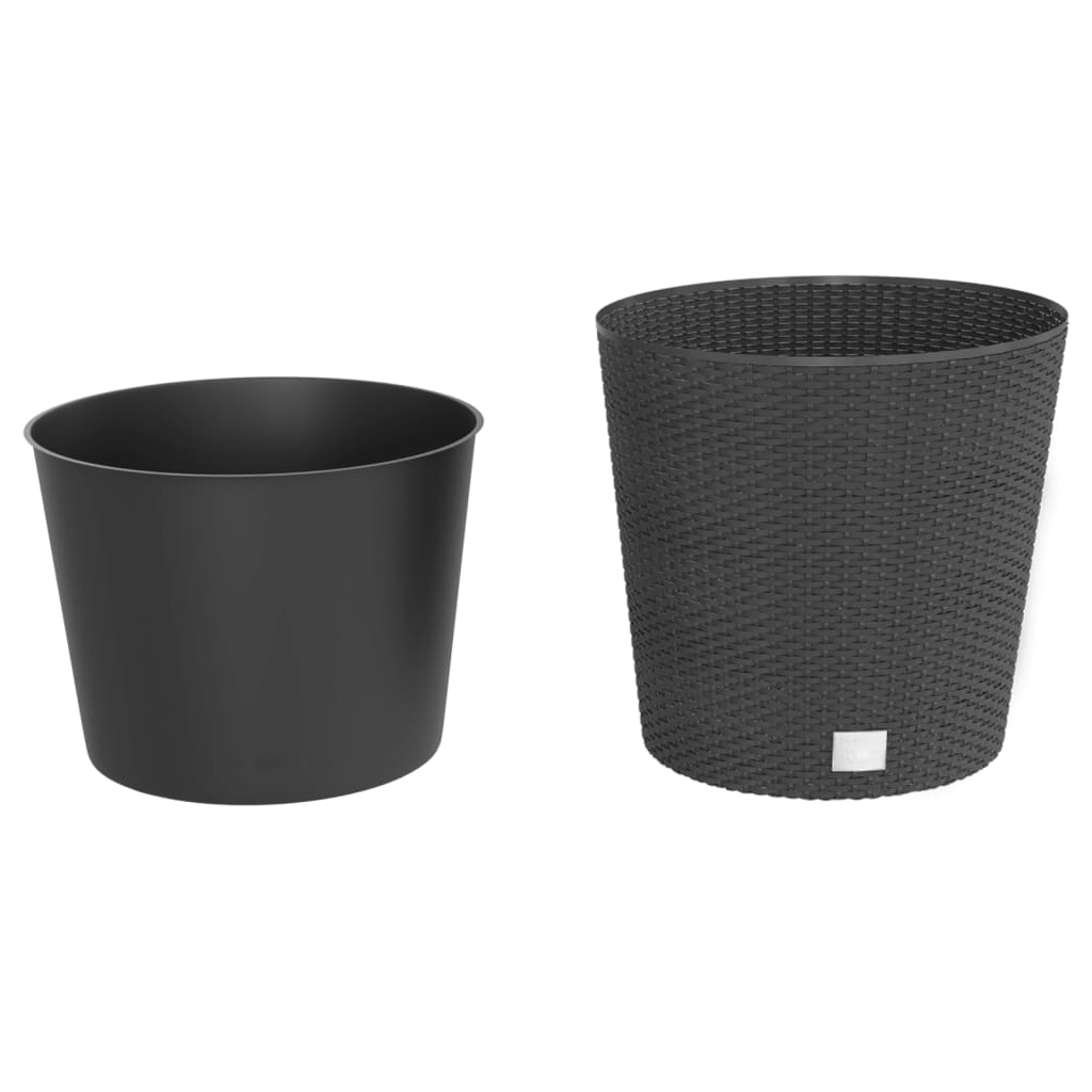 vidaXL Donica z pojemnikiem wewnętrznym, antracyt, 35/37,5L, rattan PP