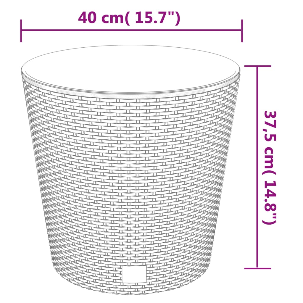 vidaXL Donica z pojemnikiem wewnętrznym, antracyt, 35/37,5L, rattan PP