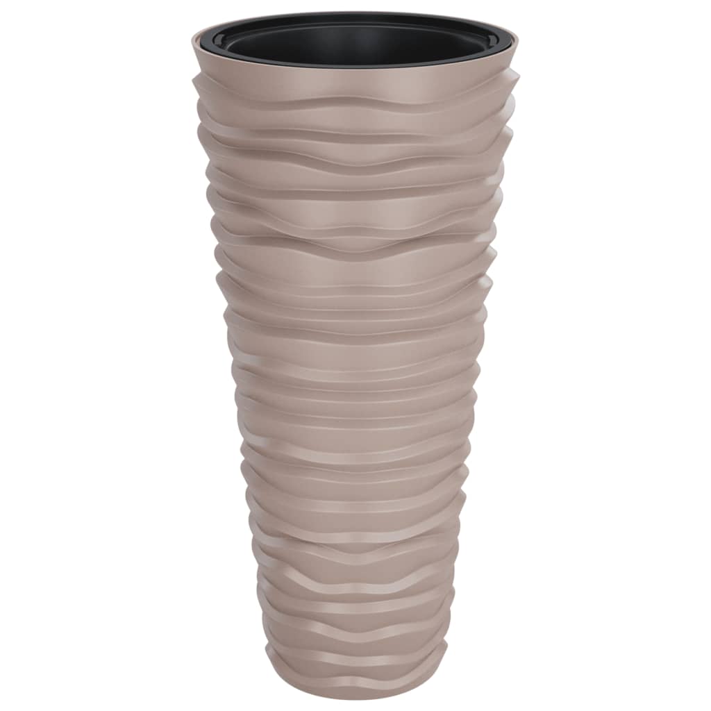 vidaXL Donica z pojemnikiem wewnętrznym, mocha, 18/45 L, PP, prążki