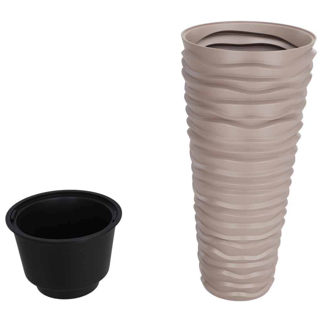 vidaXL Donica z pojemnikiem wewnętrznym, mocha, 18/45 L, PP, prążki