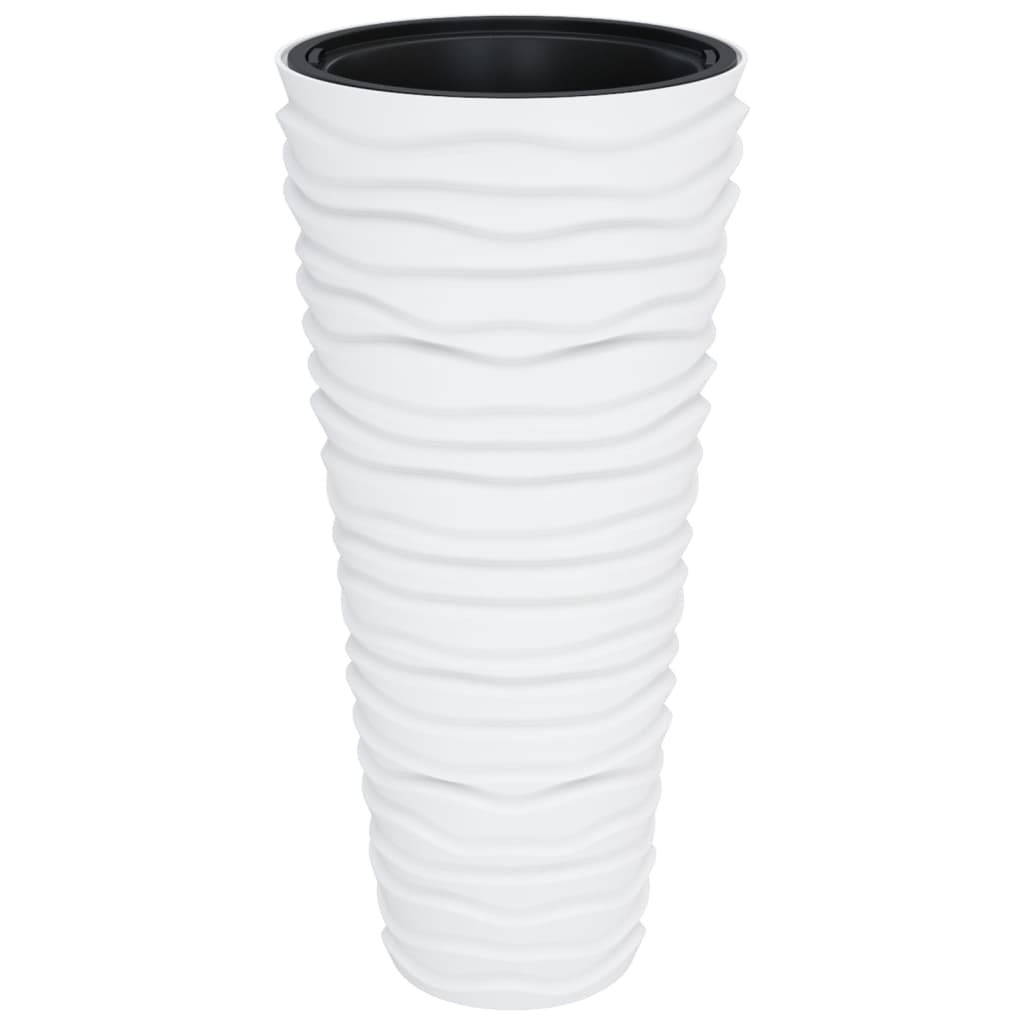 vidaXL Donica z pojemnikiem wewnętrznym, biała, 18/45 L, PP, prążki