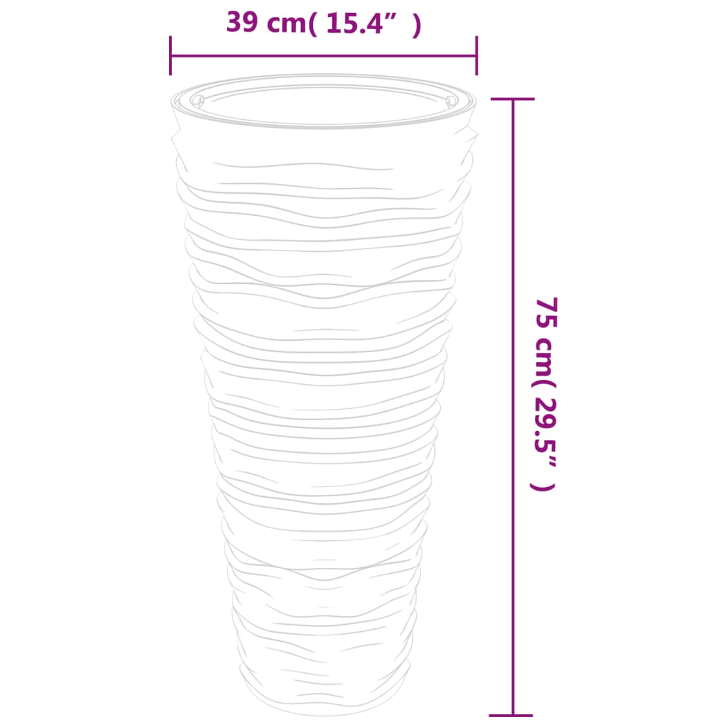 vidaXL Donica z pojemnikiem wewnętrznym, biała, 18/45 L, PP, prążki
