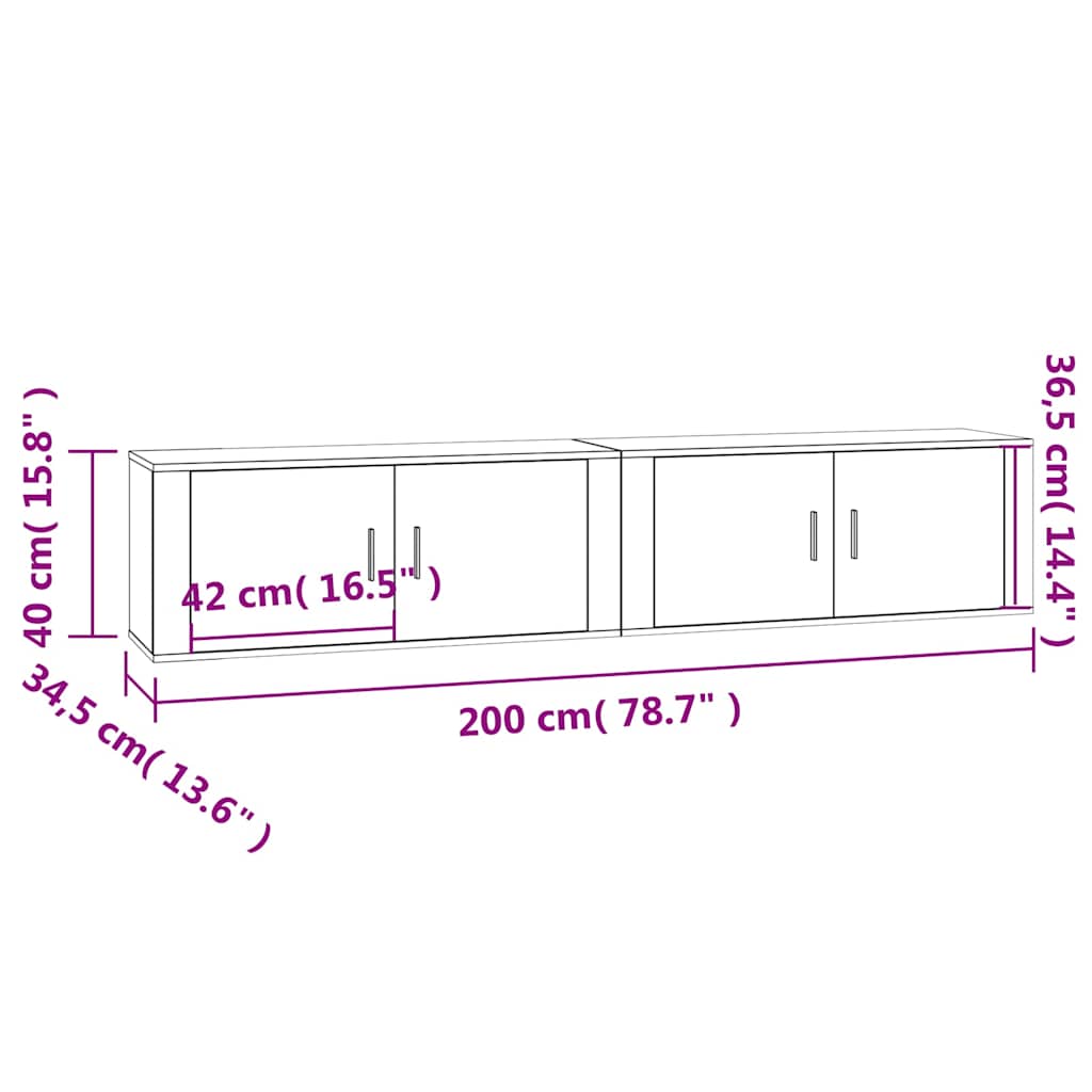 vidaXL Wiszące szafki telewizyjne, 2 szt., białe, 100x34,5x40 cm