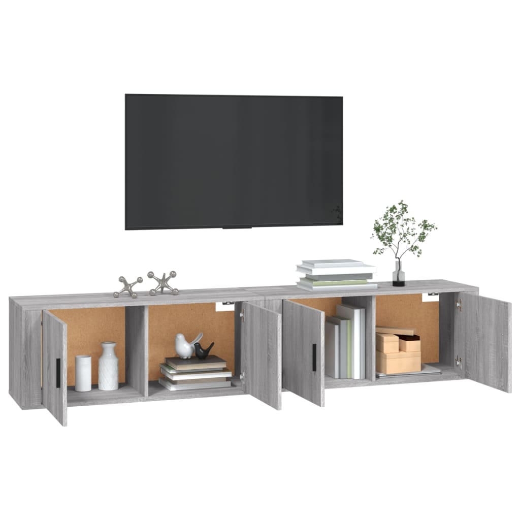 vidaXL Wiszące szafki TV, 2 szt., szary dąb sonoma, 100x34,5x40 cm