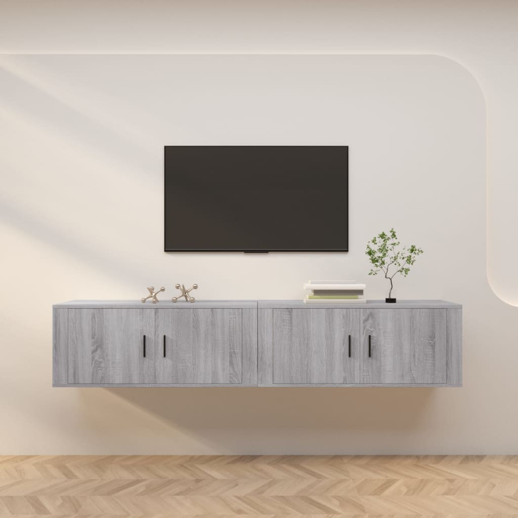 vidaXL Wiszące szafki TV, 2 szt., szary dąb sonoma, 100x34,5x40 cm