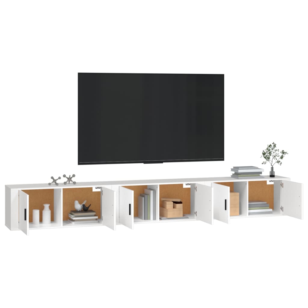 vidaXL Wiszące szafki telewizyjne, 3 szt., białe, 100x34,5x40 cm