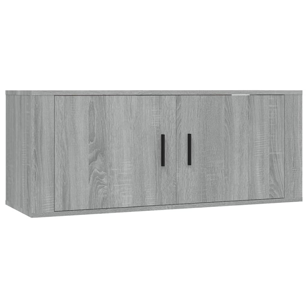 vidaXL Wiszące szafki TV, 3 szt., szary dąb sonoma, 100x34,5x40 cm