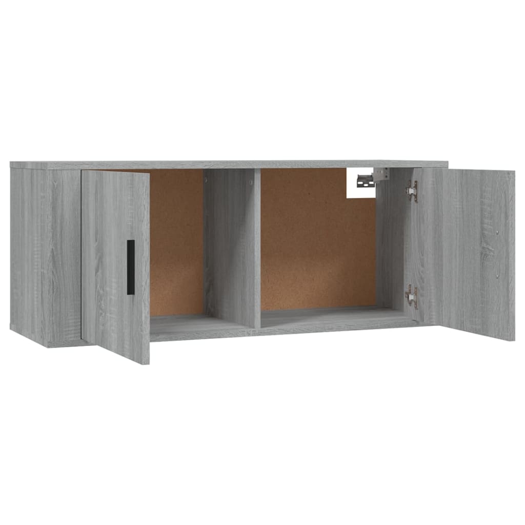vidaXL Wiszące szafki TV, 3 szt., szary dąb sonoma, 100x34,5x40 cm
