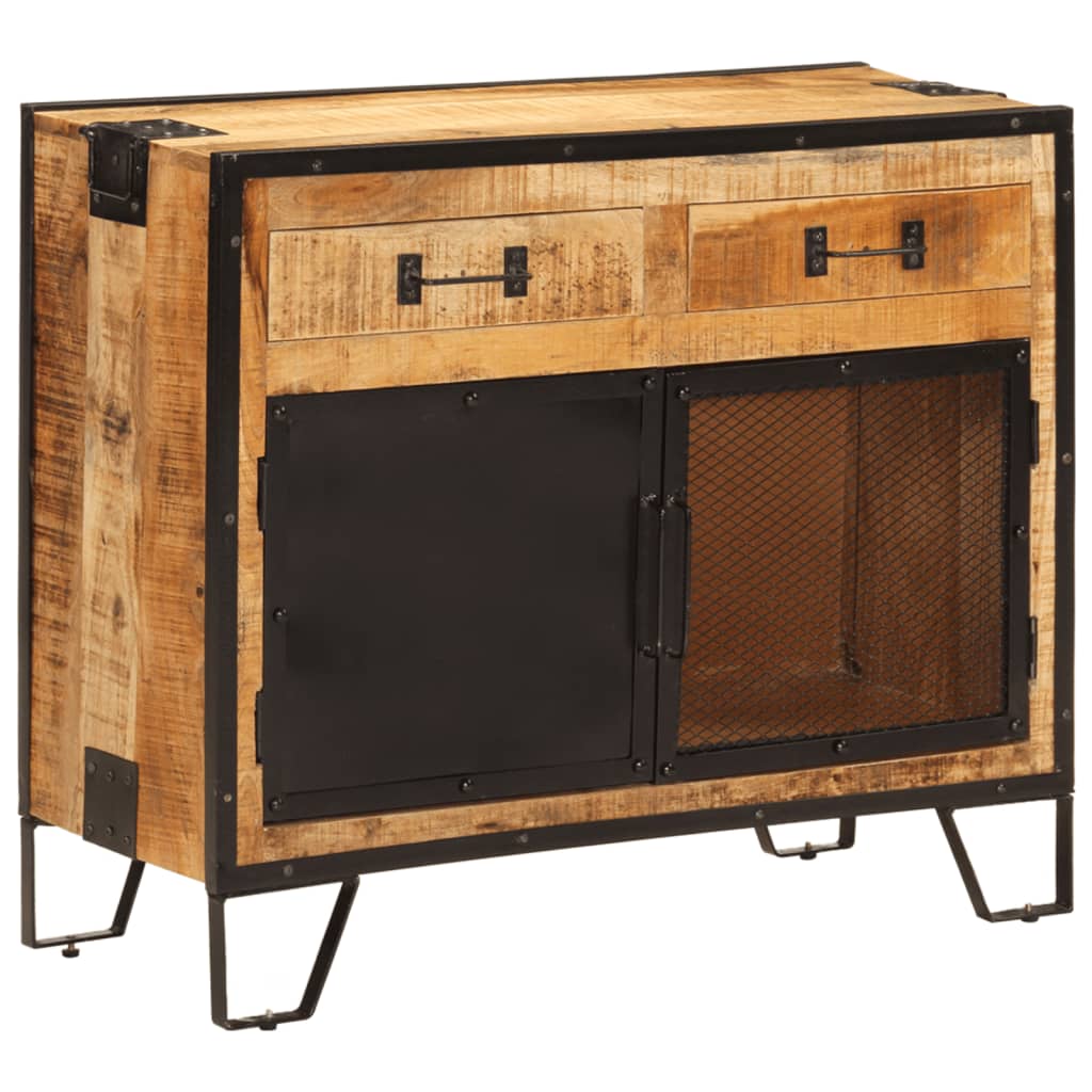 vidaXL Szafka, 80x31x66 cm, lite surowe drewno mango i metal