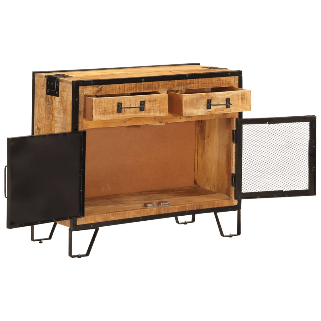 vidaXL Szafka, 80x31x66 cm, lite surowe drewno mango i metal