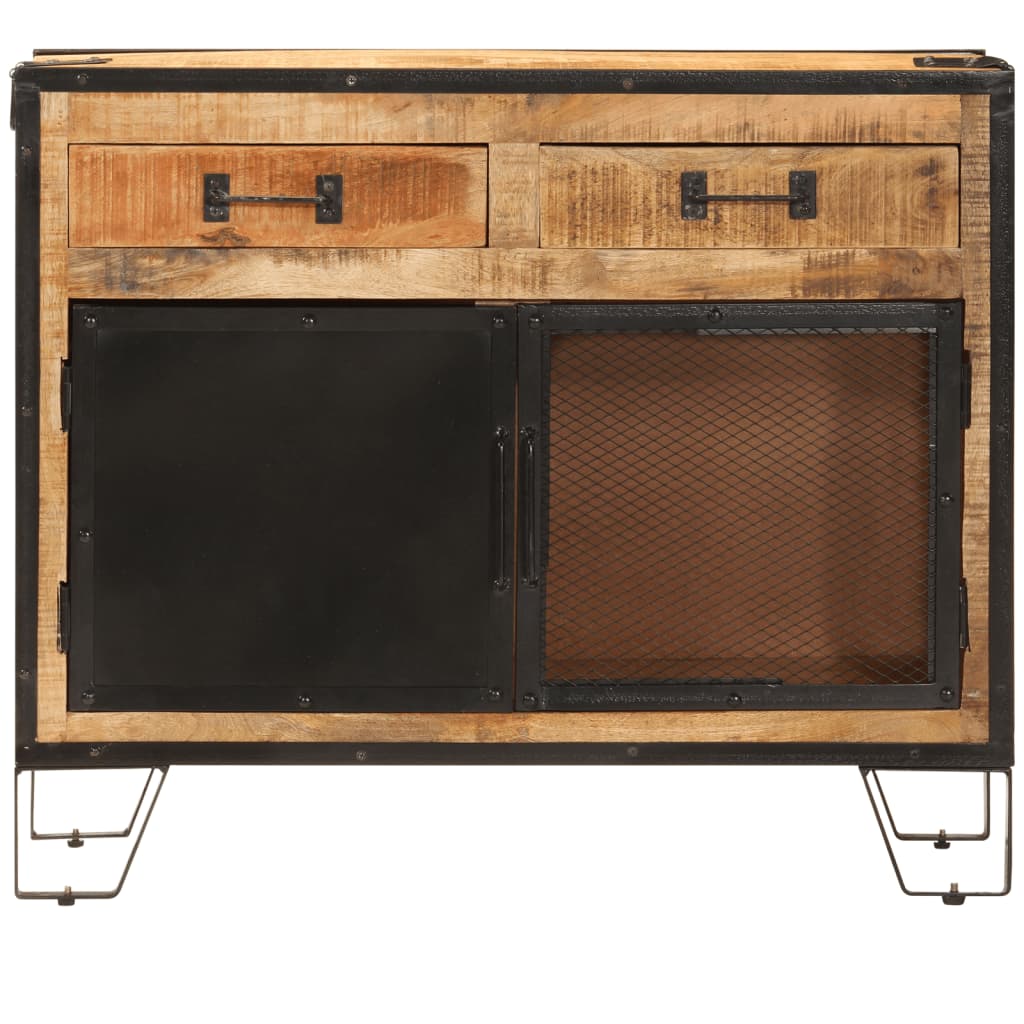 vidaXL Szafka, 80x31x66 cm, lite surowe drewno mango i metal