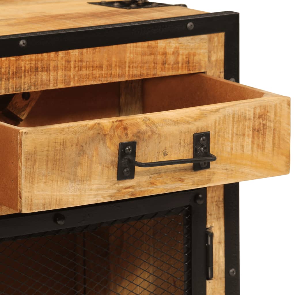 vidaXL Szafka, 80x31x66 cm, lite surowe drewno mango i metal