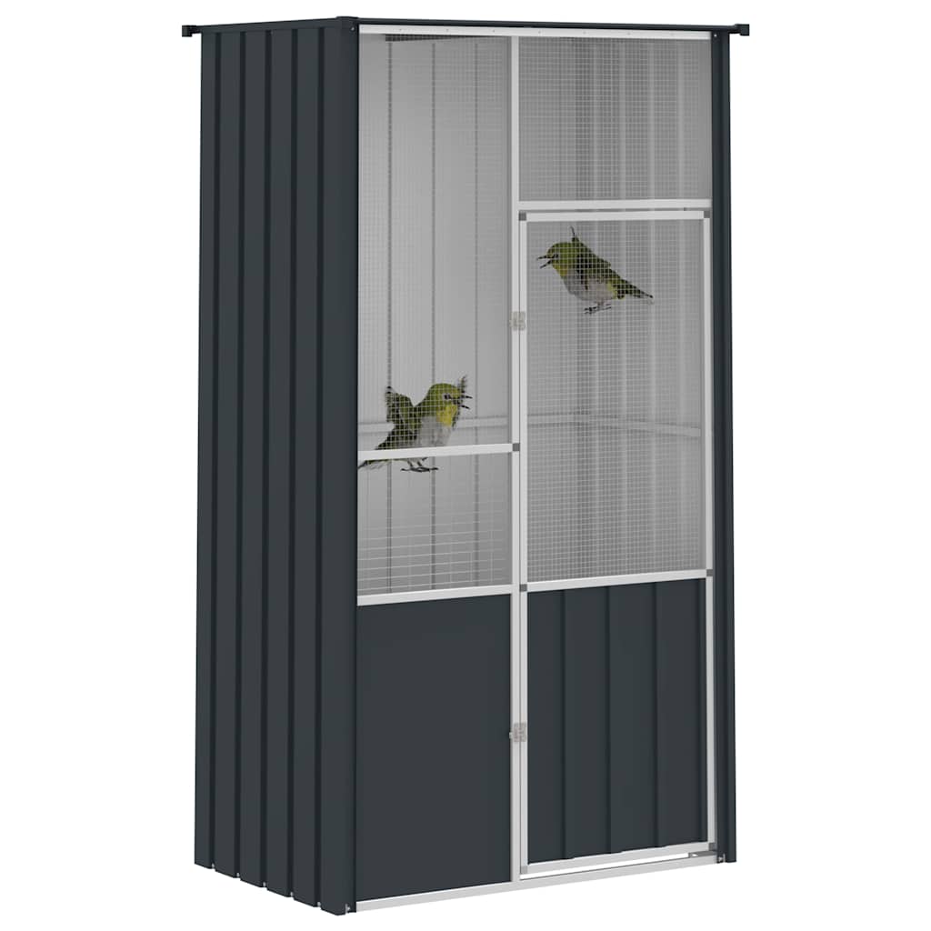 vidaXL Woliera, antracytowa, 115x78x200 cm, galwanizowana stal