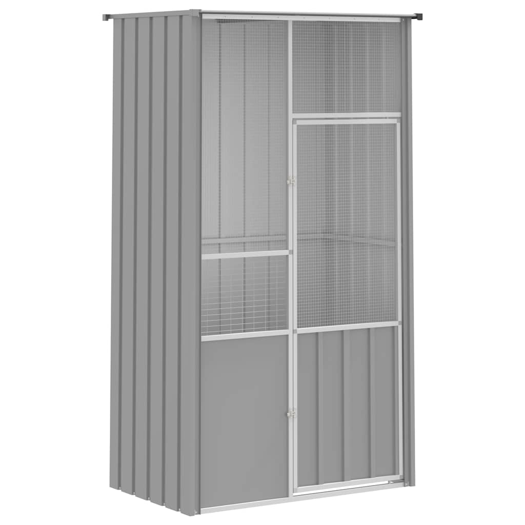 vidaXL Woliera, szara, 115x78x200 cm, galwanizowana stal