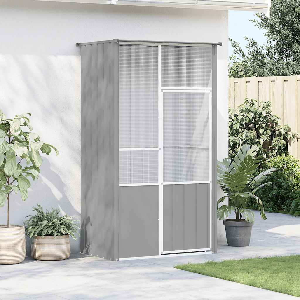 vidaXL Woliera, szara, 115x78x200 cm, galwanizowana stal