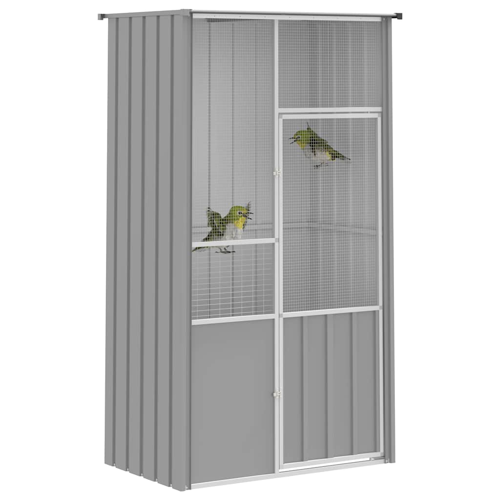 vidaXL Woliera, szara, 115x78x200 cm, galwanizowana stal
