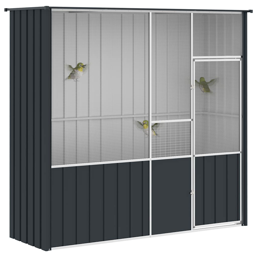 vidaXL Woliera, antracytowa, 215x78x200 cm, galwanizowana stal