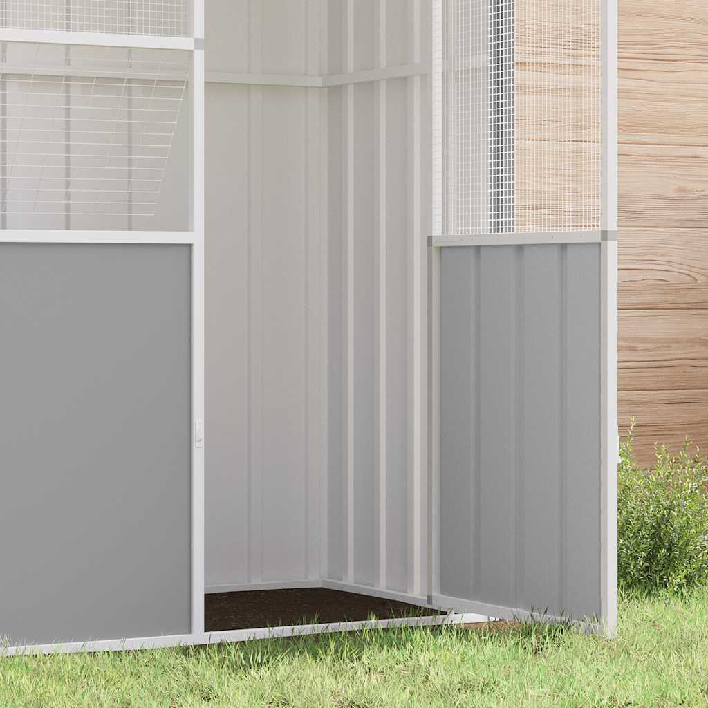 vidaXL Woliera, szara, 215x78x200 cm, galwanizowana stal