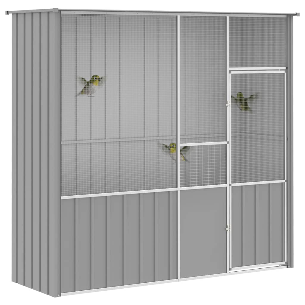 vidaXL Woliera, szara, 215x78x200 cm, galwanizowana stal
