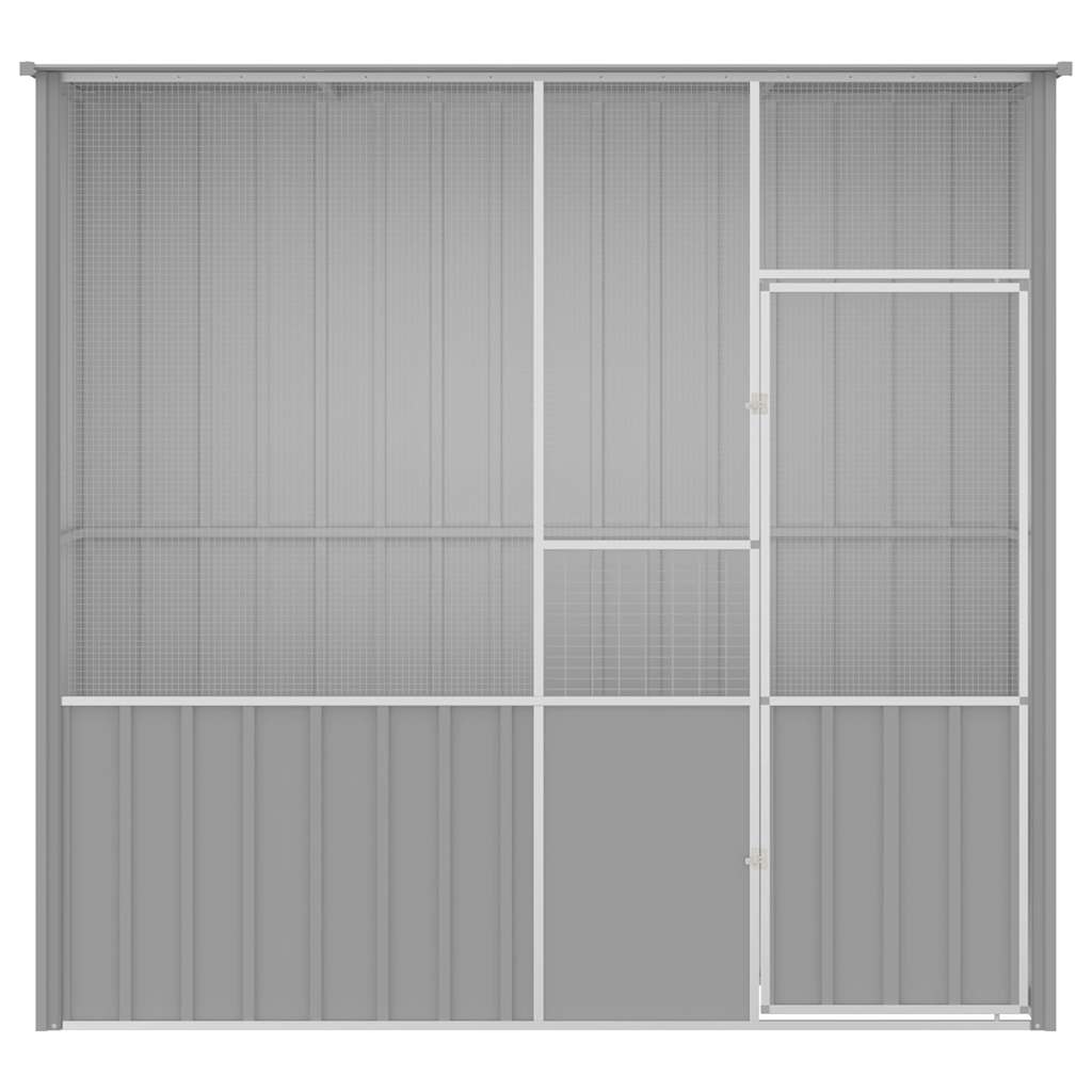 vidaXL Woliera, szara, 215x78x200 cm, galwanizowana stal