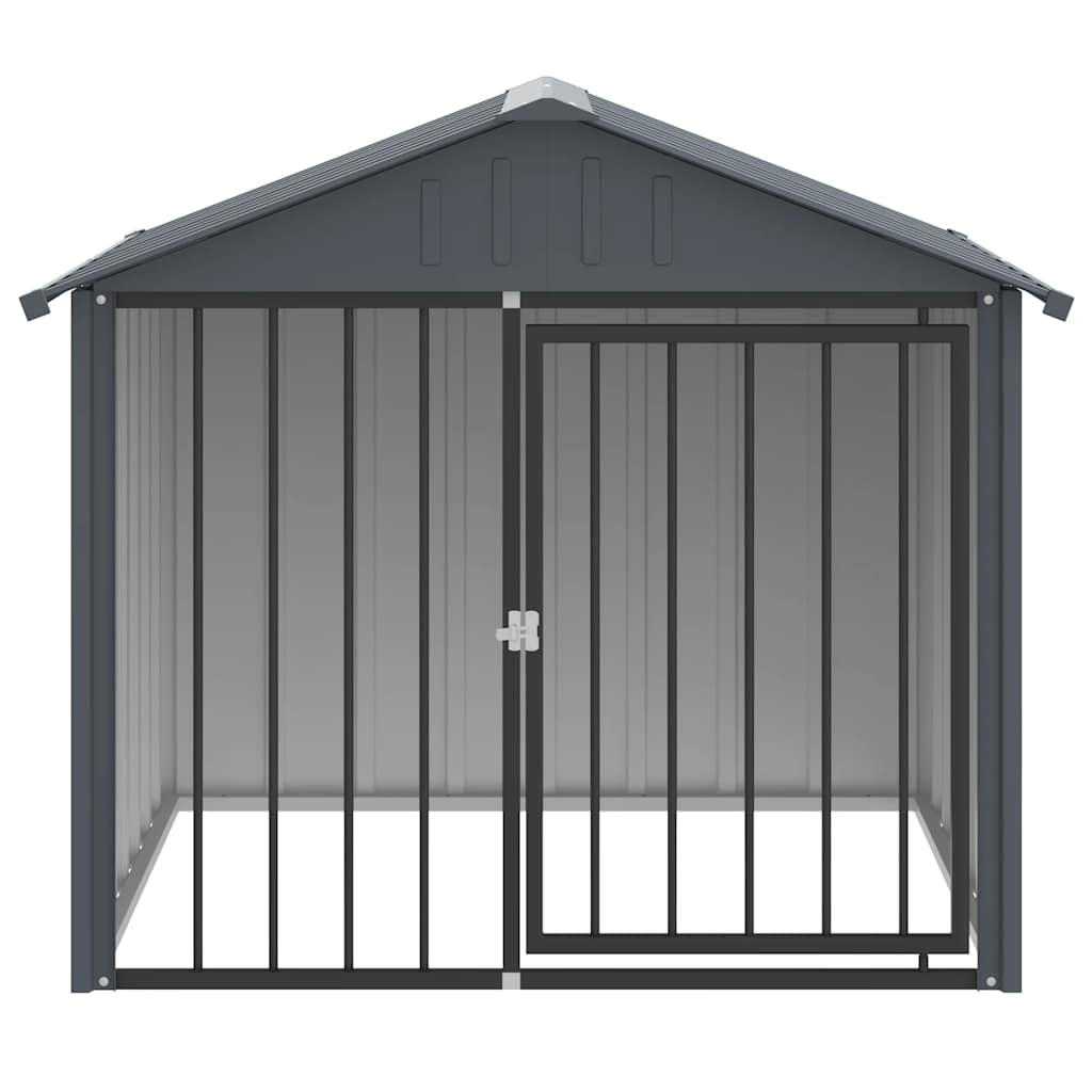 vidaXL Buda dla psa, z dachem, czarna, 117x103x102 cm, stal
