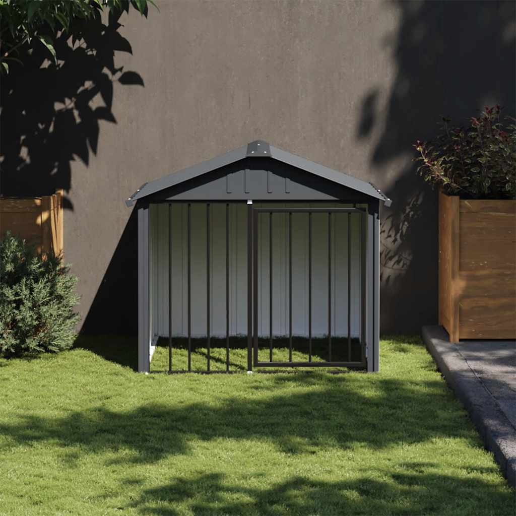 vidaXL Buda dla psa, z dachem, czarna, 117x103x102 cm, stal