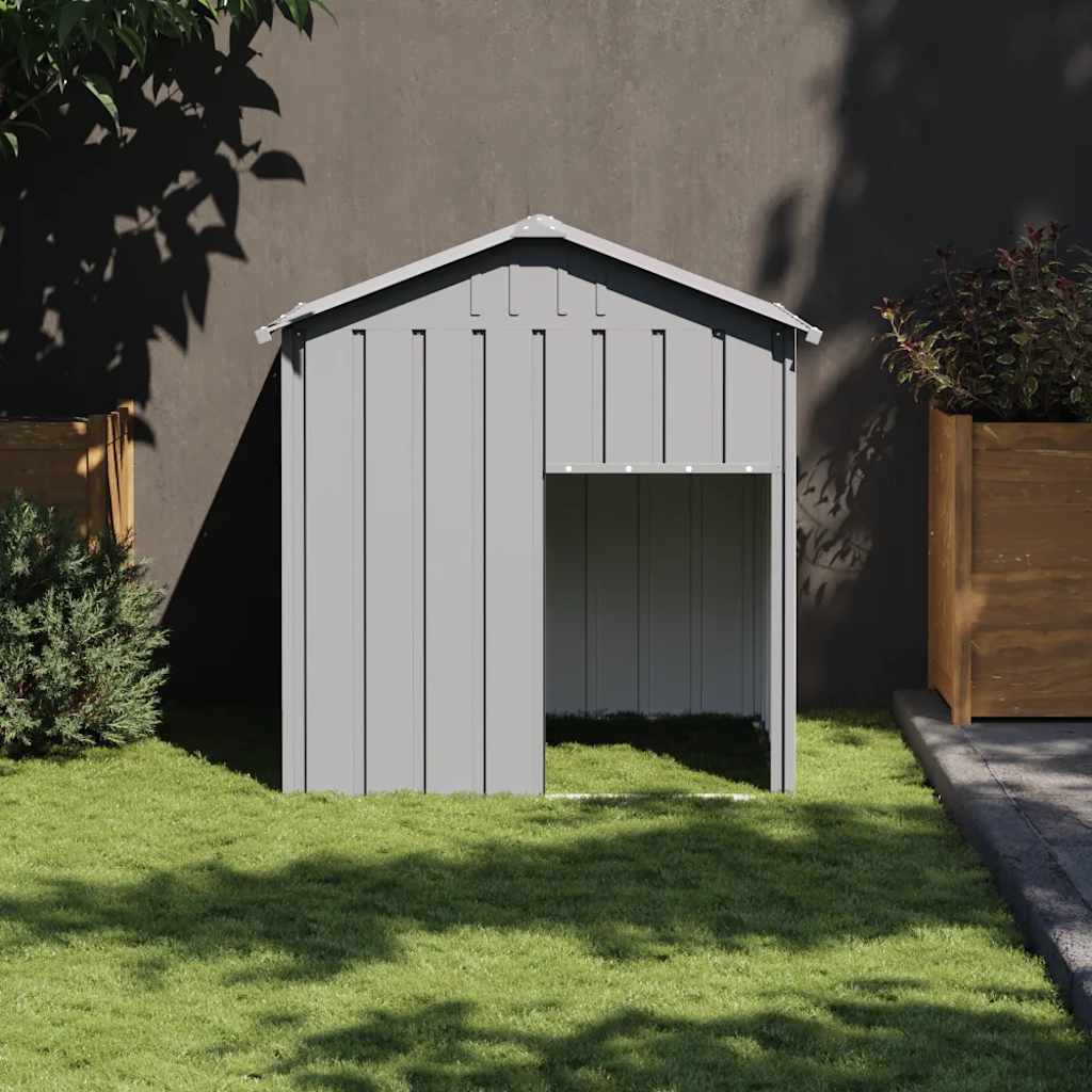 vidaXL Buda dla psa, z dachem, jasnoszara, 117x103x123 cm, stal