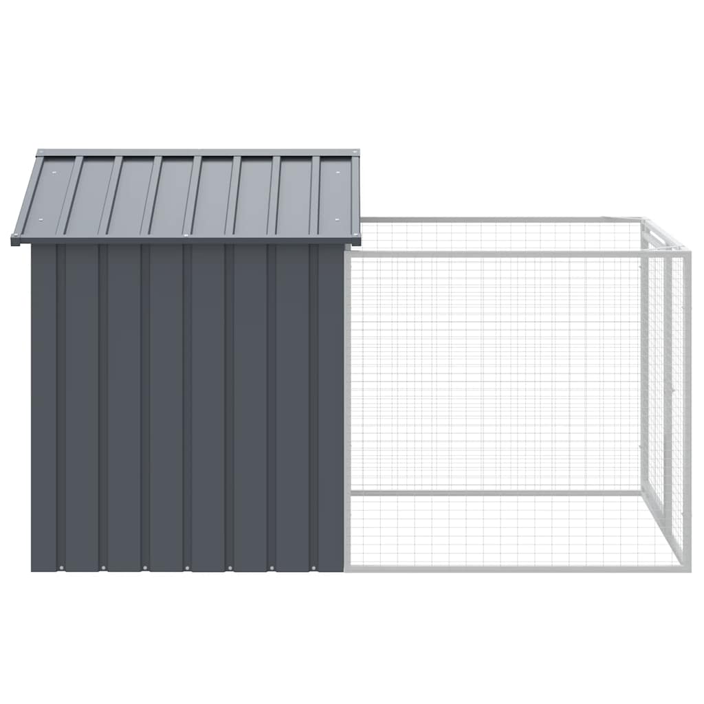 vidaXL Buda dla psa, z wybiegiem, antracytowa, 117x201x123 cm, stal